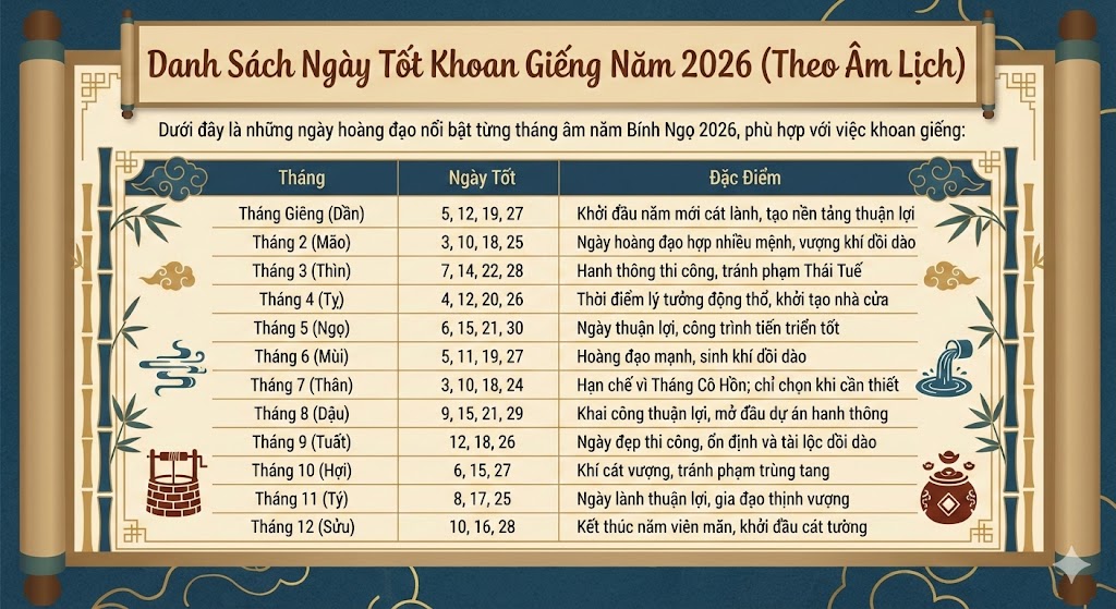 Ngày Tốt Khoan Giếng Năm
