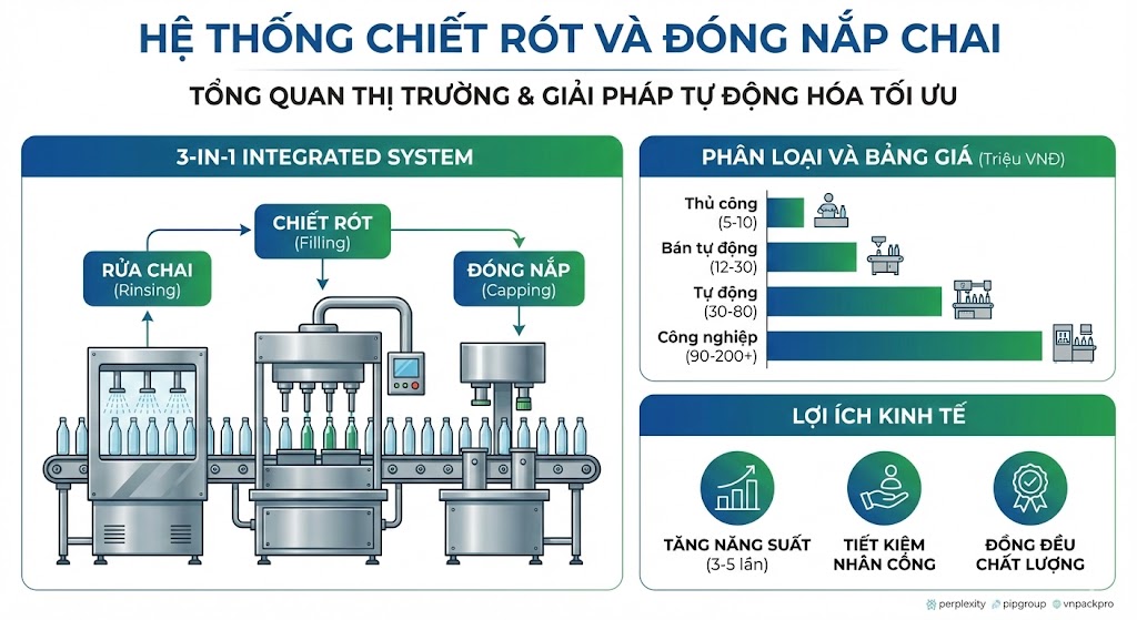 Báo Giá Hệ Thống Chiết Rót và Đóng Nắp Chai